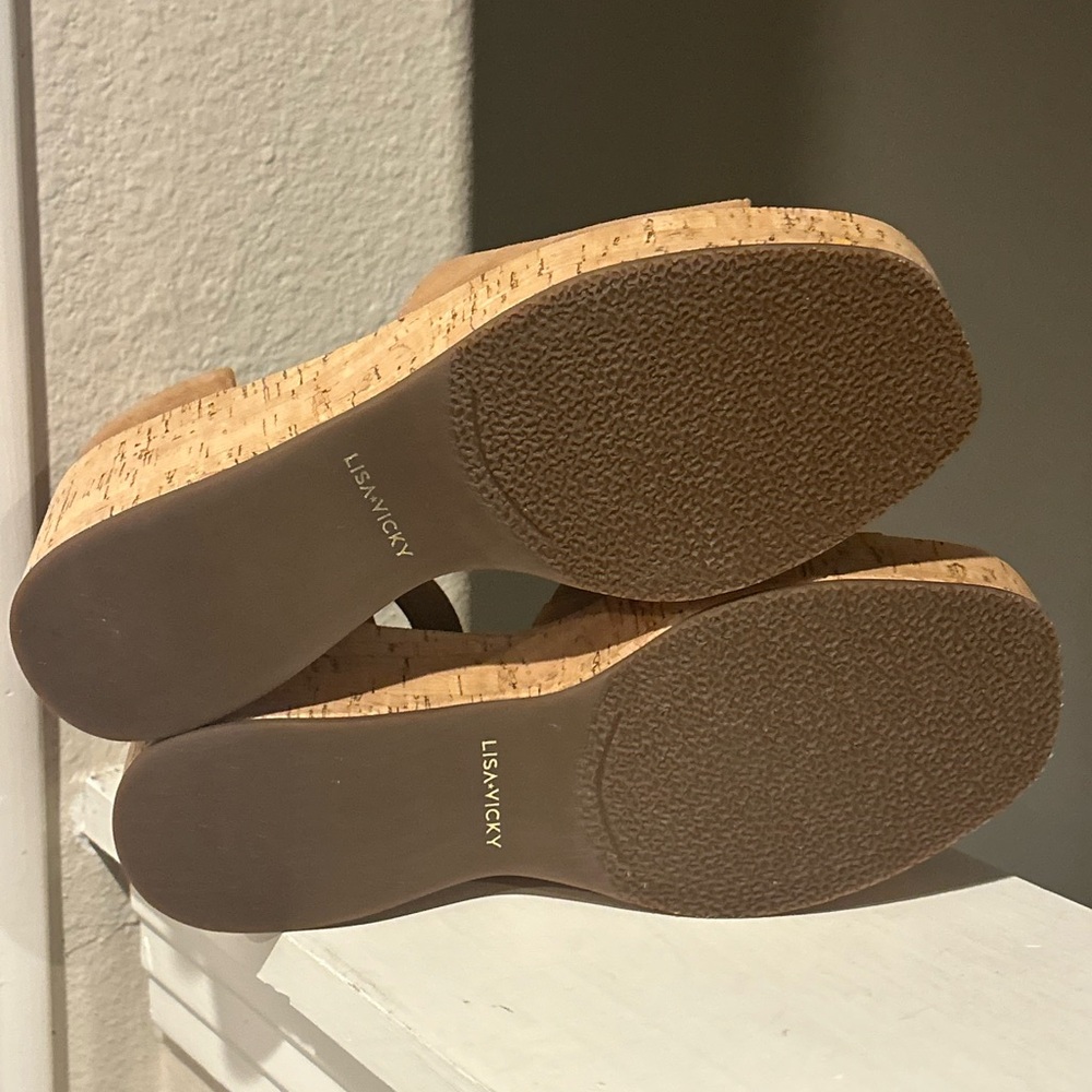 Lisa Vicky Nordstrom Laud Sunflower Cork Wedge Platform Strappy Sandals 7 NEW - Picture 8 of 10